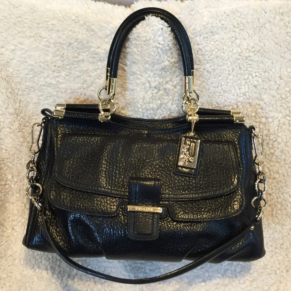 Coach Black Leather Satchel with Gold Hardware